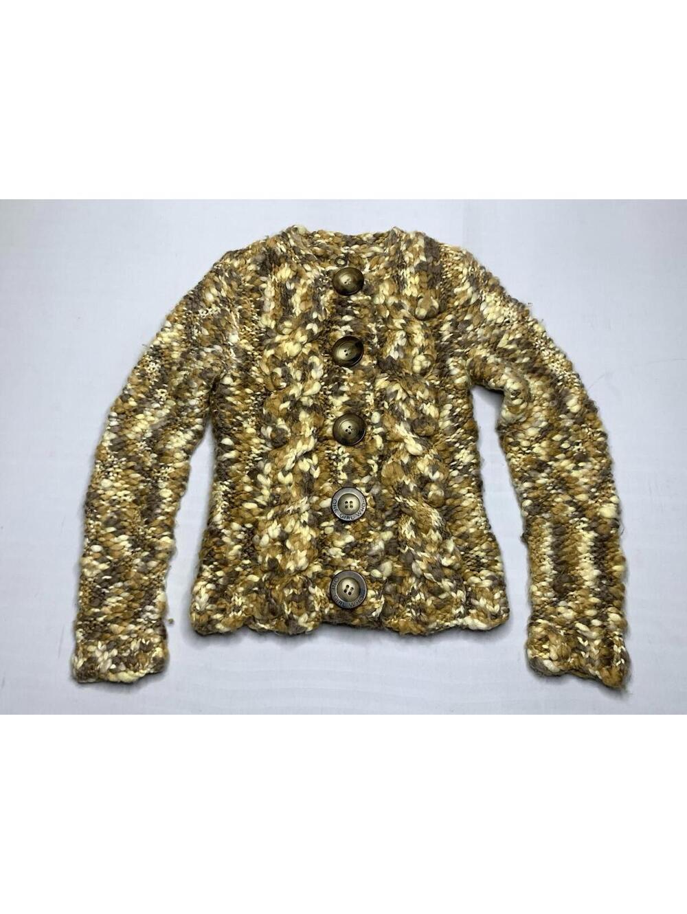 One Girl Who Small Wool Blend Big Button Chunky Knitted Cardigan P138